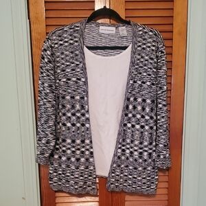 Alfred Dunner Women's Black and White Cardigan